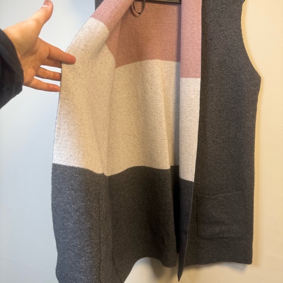 Benedetta B Merino Wool Cashmere Sleeveless Open Front Cardigan Duster - Picture 3 of 5